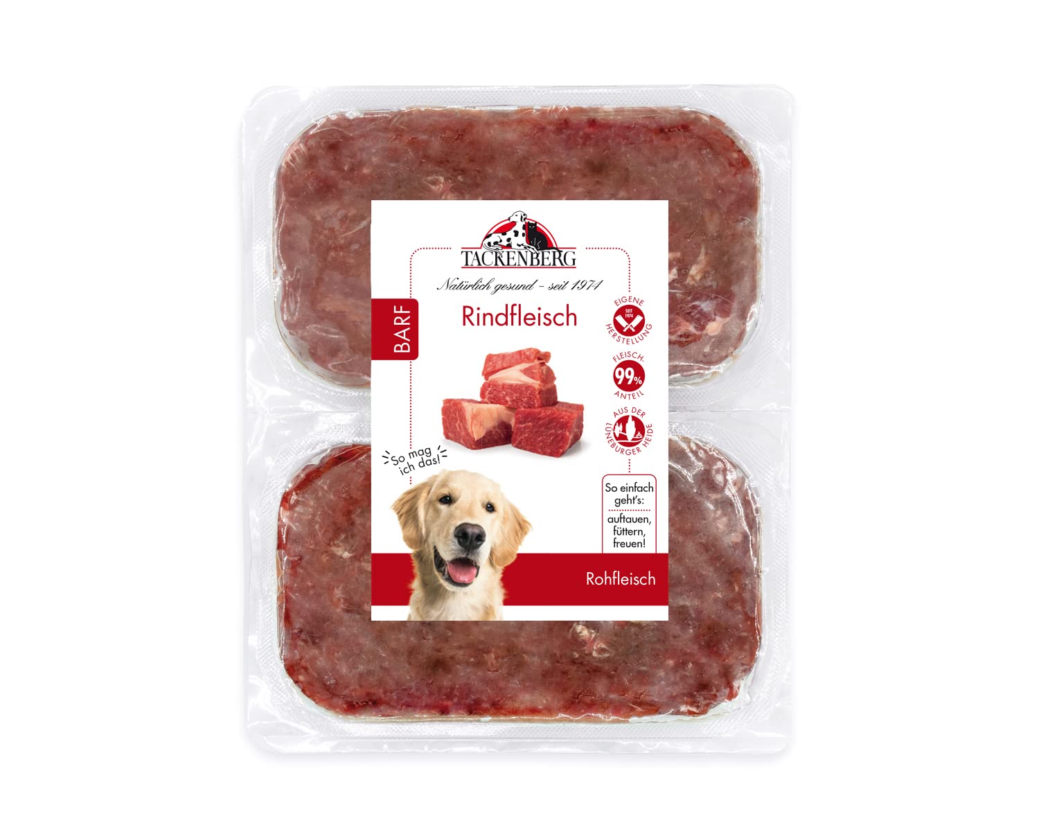 TACKENBERG Barf Rindfleisch für Hunde - 14 x 500 g - leckeres Frostfleisch als Hundefutter in Premiumqualität - geeignetes Gefrierfutter für deinen Vierbeiner - ohne Zusatzstoffe