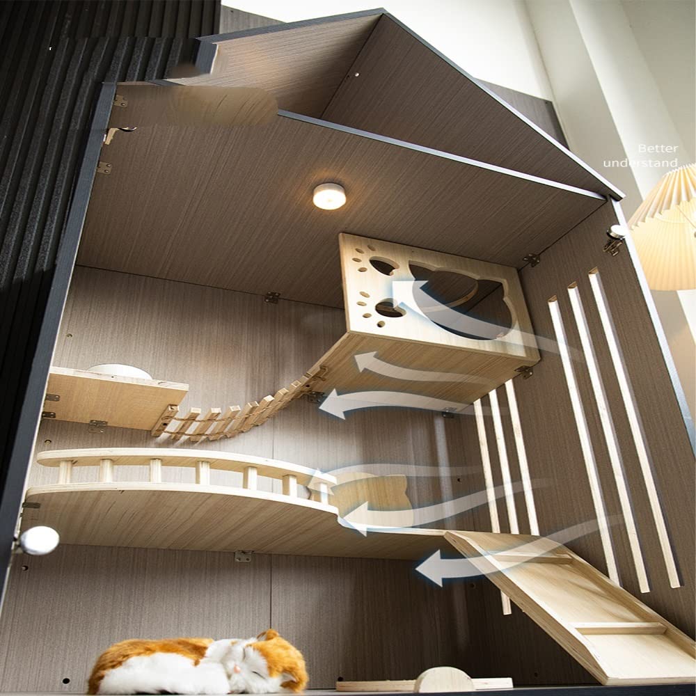 LOWLIU Gatto Cane Casa Cat Villa Home House Cat House Cat House Cat Cat Cat Cat Gatto Cat House Cat Gatto Grande Spazio panoramico Cat Cage Gabbia per Gatti (Color : A Light Gray)