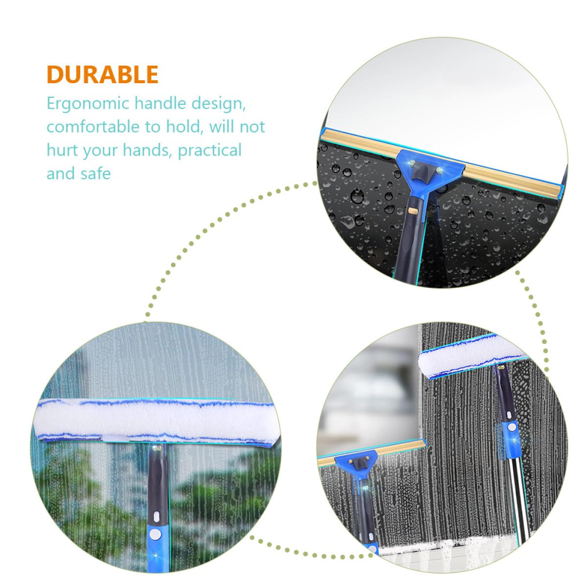 VICASKY Raclette à Vitres Extensible 3 Pièces avec Brosse Microfibre Bleue Outil de Nettoyage pour Fenêtres Portes Voitures Accessoire Ménage Polyvalent pour Salle de Bain et Balcon