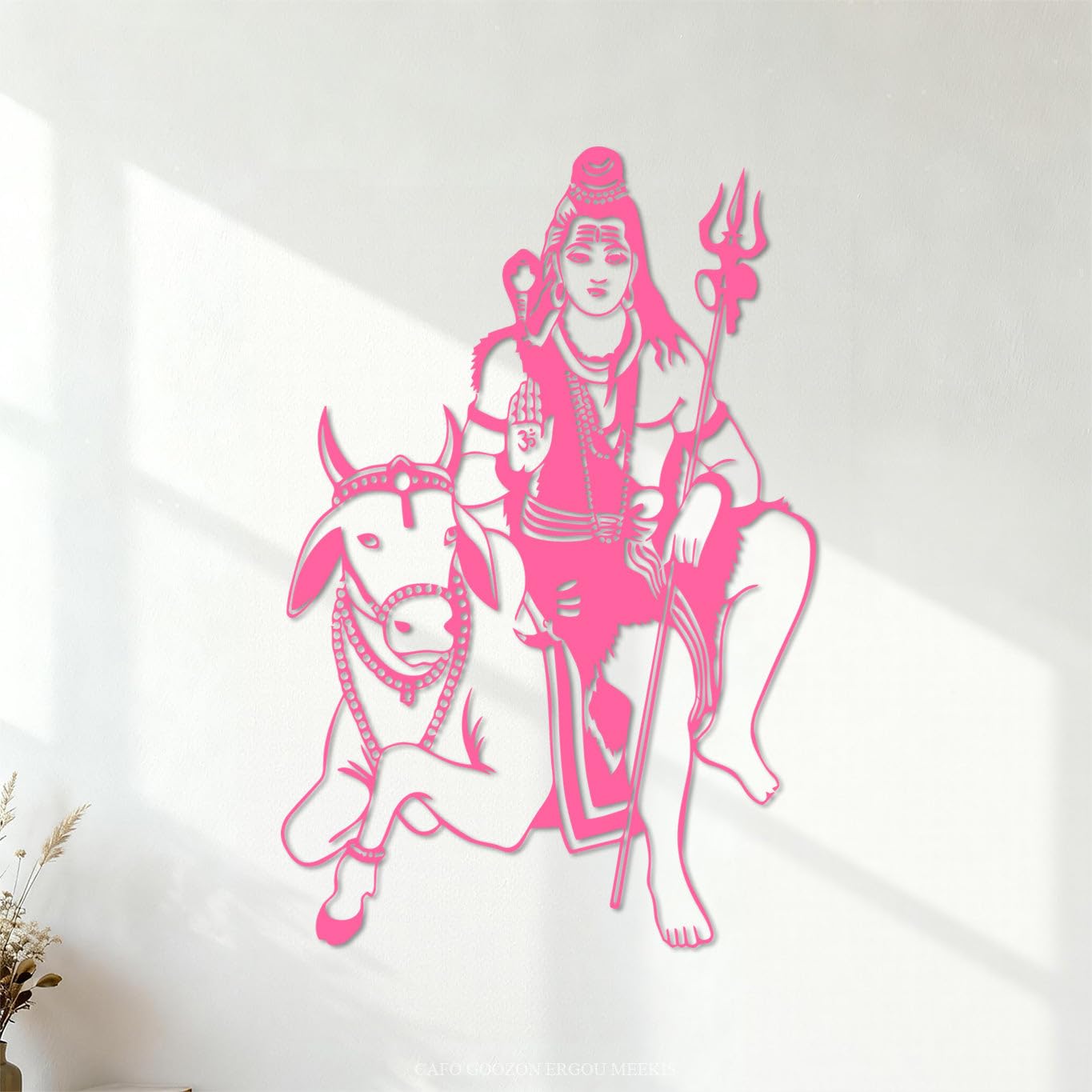 Wall Stickers Paster Paper Shiva Hindu Indian God Religion Cow Shiva Hindu Religion 35x52.5cm Can Modify and add Information Pink — image 1