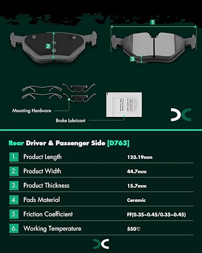 Miniatura 3 de SCITOO Pastillas de freno de cerámica, 4 piezas de pastillas de freno traseras para BMW 318is, 318ti, 3i, 323Ci, 323i, 323is, 325Ci, 325i, 325is,