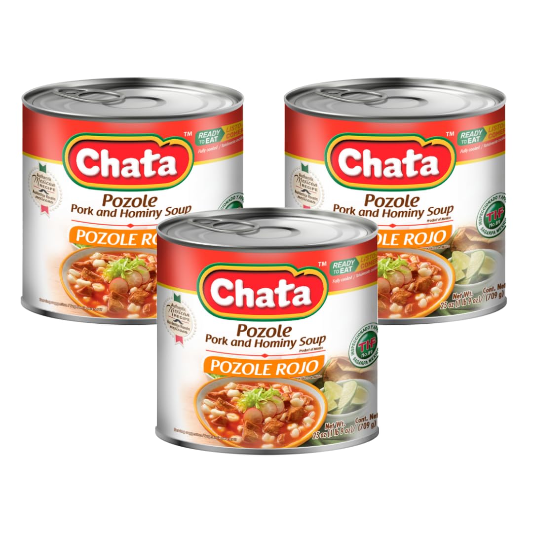 Mexican Pozole Soup with Pork and Hominy Corn, Ready to Heat & Serve, 25 oz (Pack of 3)