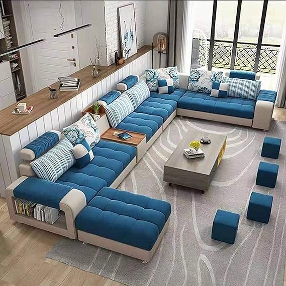 good luck foam factory Living Room Sofa set (Blue)