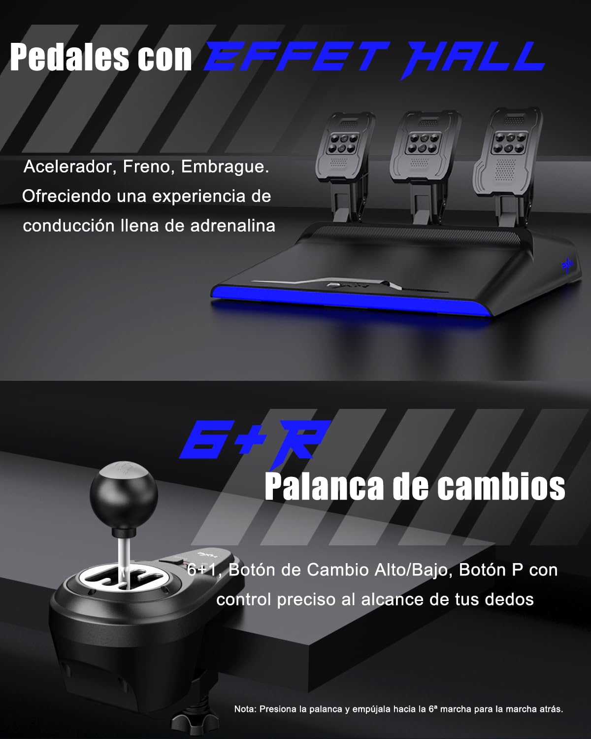 PXN V99 Volante de Juego – Force Feedback de 3,2 Nm, 270°&900°, 300 mm, 4 Palancas, 3 Pedales, Palanca de Cambios en H, App de Configuración – Volante para PC, Xbox y PS4