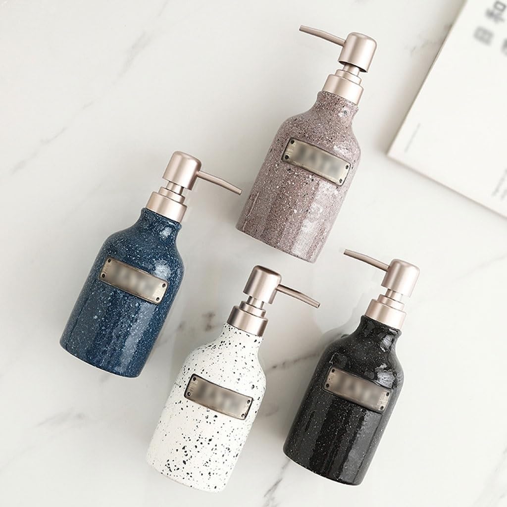 Kitchen Soap Dispenser Multifunctional Ceramic Bathroom Soap Dispenser Hand Soap Bottle Press Bottle Shower Gel Shampoo Bathroom Bottle Bathroom Soap Dispenser(C)
