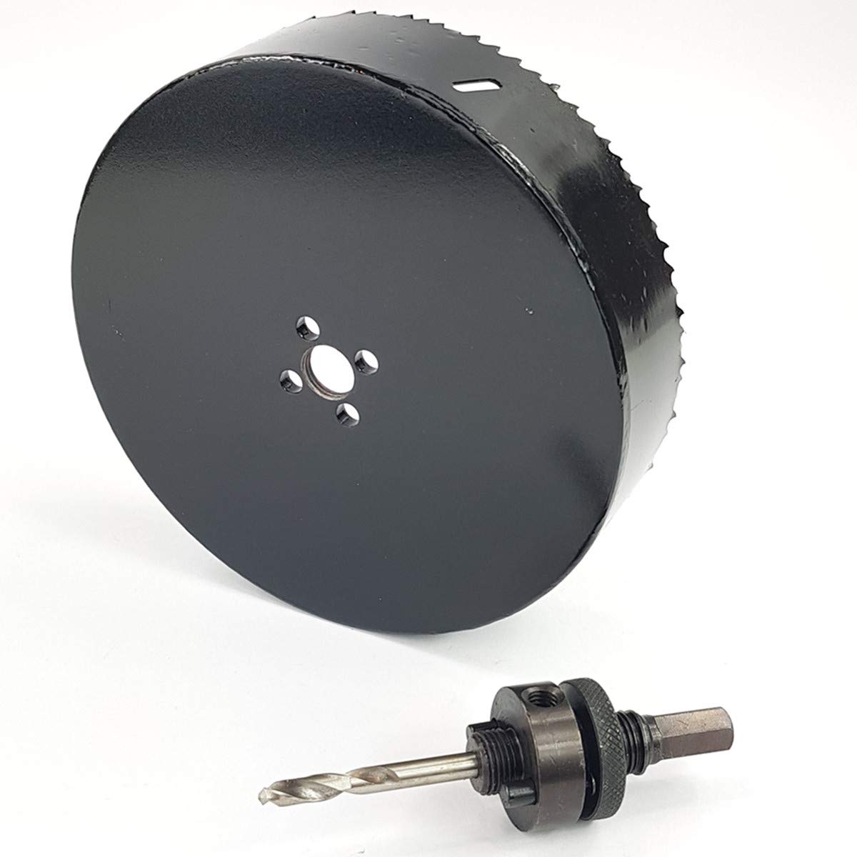 Sierra de corona de 133 mm de diámetro HSS bimetal para serrar acero, acero inoxidable, latón, zinc, cobre, chapa, madera, yeso, plásticos, aluminio, etc.