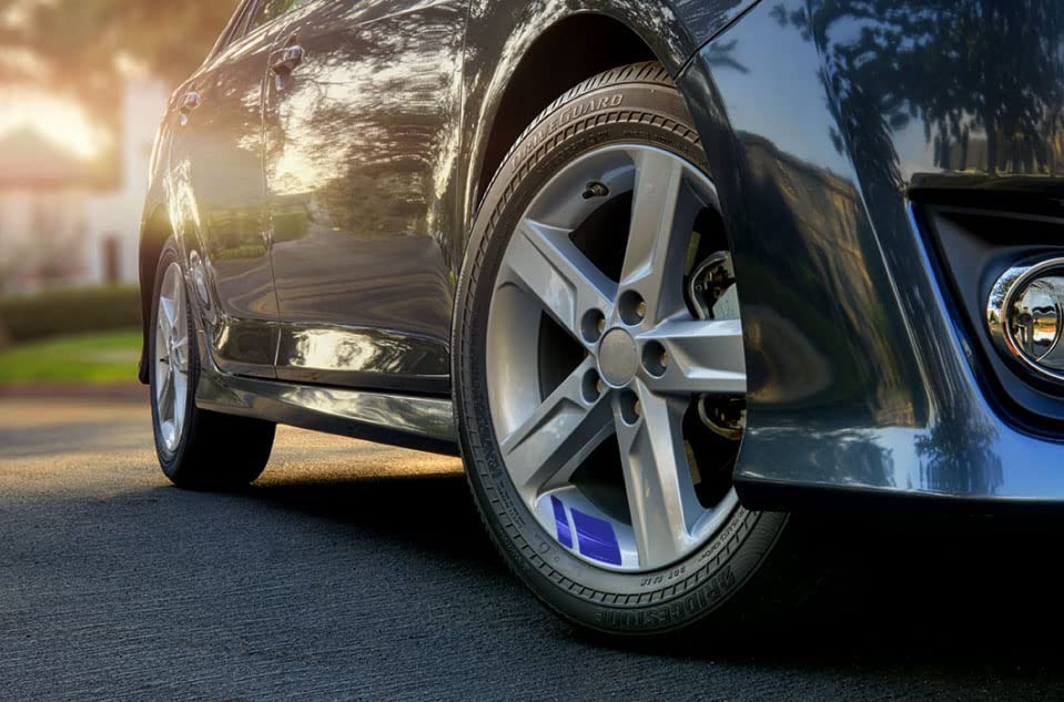 Image of Car Wheel Tire Rim Stickers Decals Automotive Exterior Accessories Reflective Safety Stripes Decoration (Blue-10pcs)