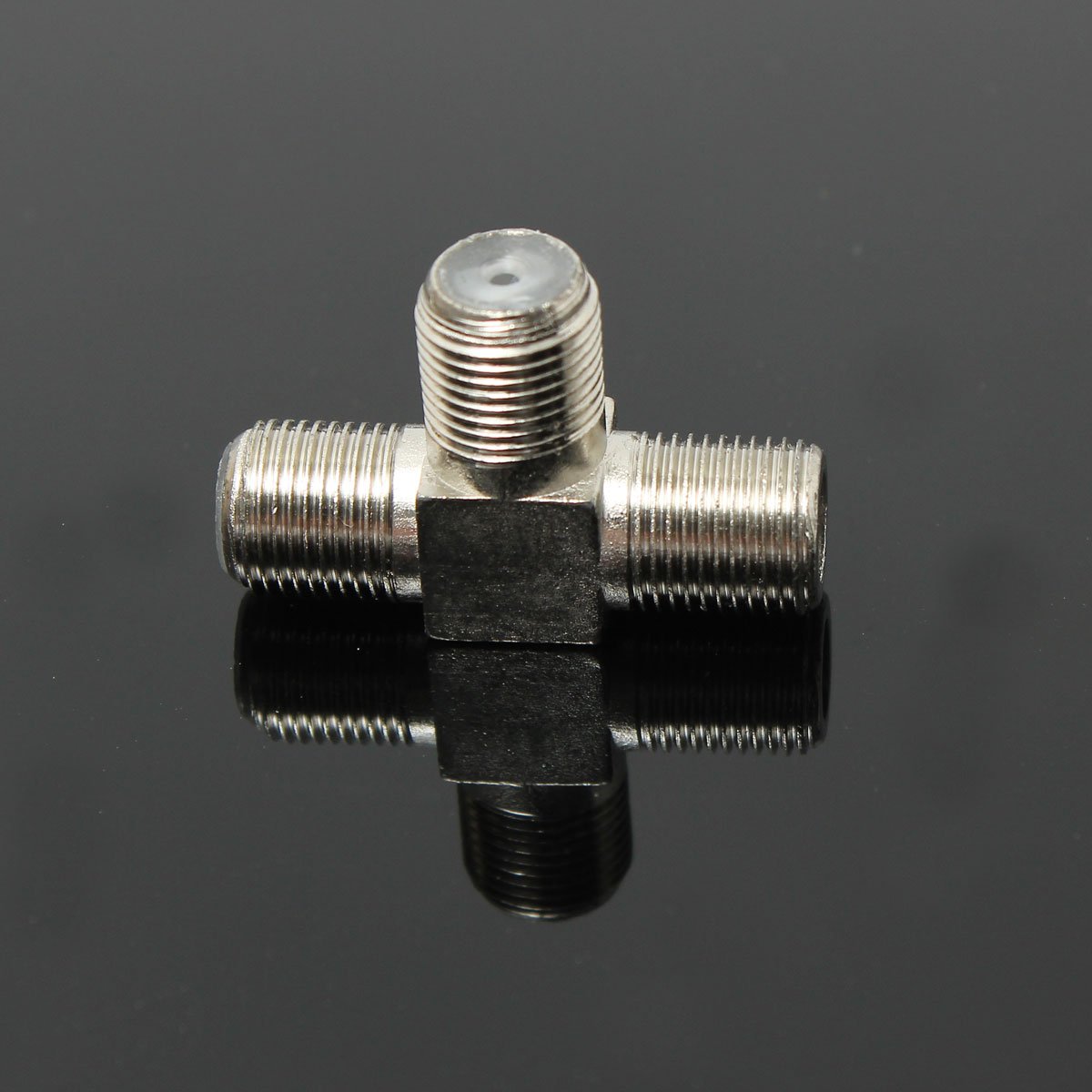 3Pcs Thread F Socket T Splitter Adaptor Cable Tv Aerial Freeview Virgin Media Silver