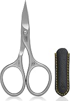GERMANIKURE 4702 Professional Nail & Cuticle Scissors - Curved FINOX Stainless Steel, Hand-Sharpened Solingen Germany, Leather Case