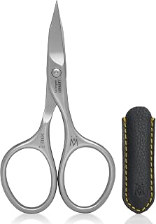 GERMANIKURE 4702 Professional Nail & Cuticle Scissors - Curved FINOX Stainless Steel, Hand-Sharpened Solingen Germany, Leather Case