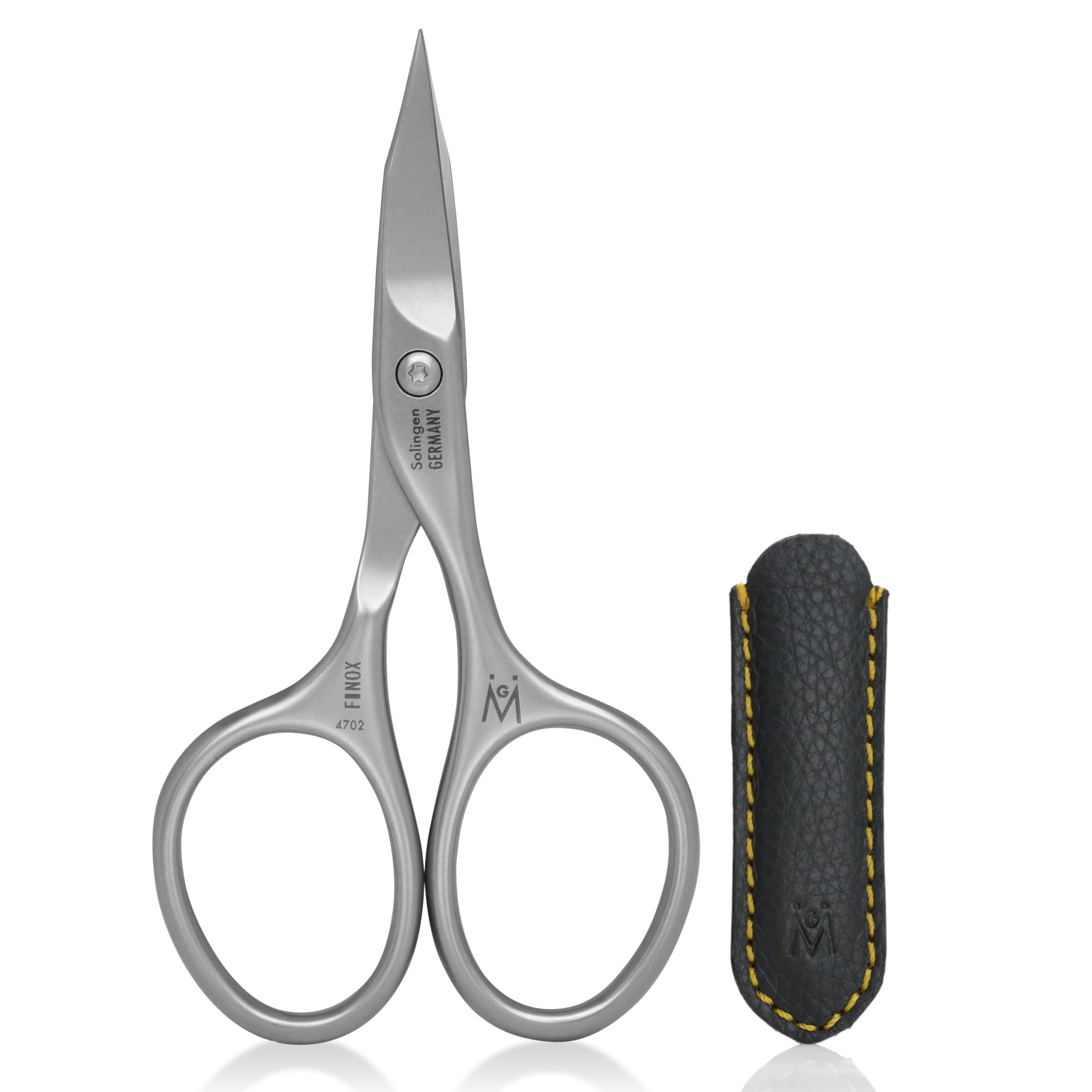 GERMANIKURE Nail and Cuticle Scissors - FINOX Stainless Steel Professional nail scissors for nail tips -nail scissors curved Manicure Tools in Leather Case - Ethically Made in Solingen Germany NO CASE