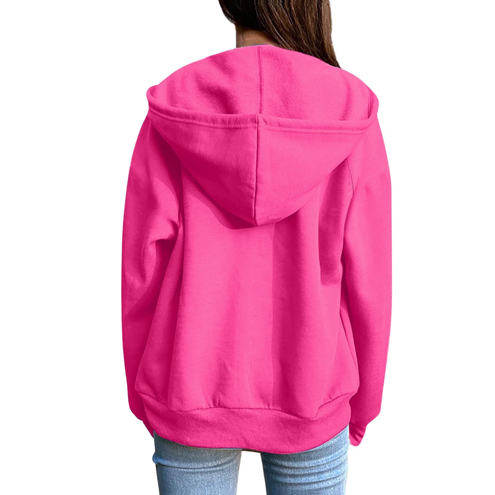 Damen Kapuzenpullover mit Reißverschluss Übergroße Kapuzen Sweatshirts Übergröße Herbst Winter Lässige Modejacke mit Taschen