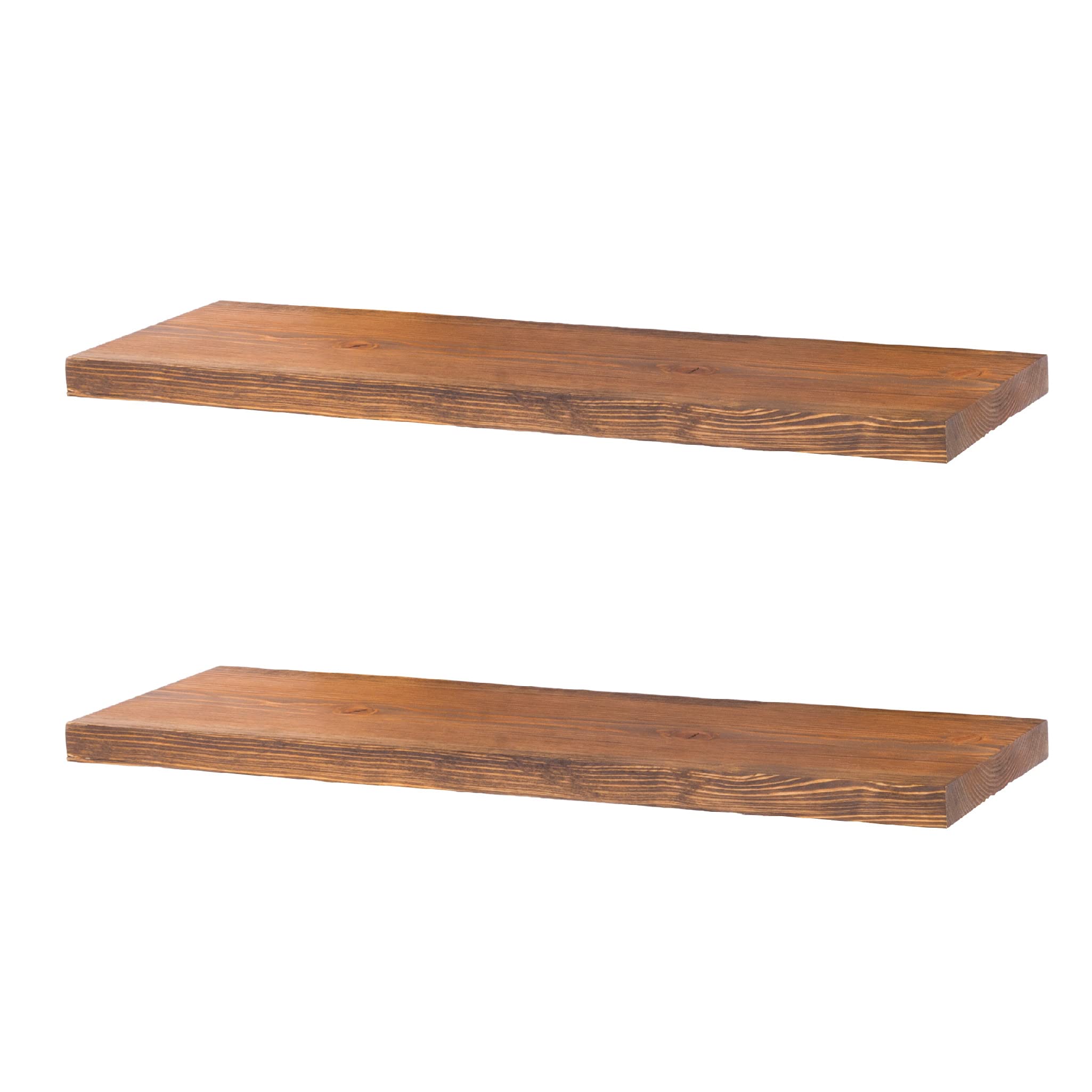 PIPE DECOR Restore Solid Wood Floating Shelves, 24 Inch Length Set of 2 Premium Rustic Pine Boards for Bedroom, Living Room, Kitchen and More, Sunset