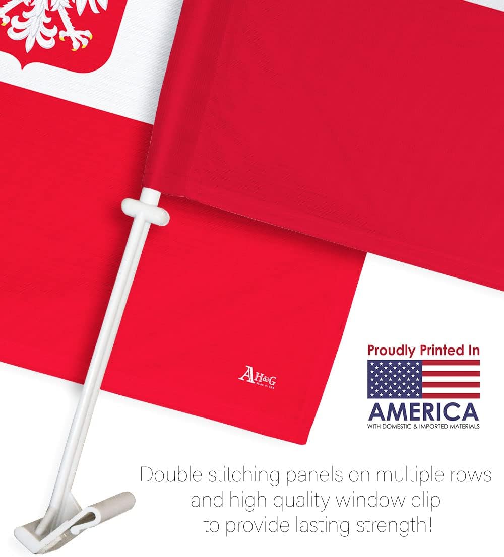 World Cup 2022 Poland Car Flag Pack American Bandera Para Carros Auto Decorations Small Banner For Window Decor Pole Accessories Clip FIFA Sports Fans Outdoor Football Soccer Polish Gifts Made In USA