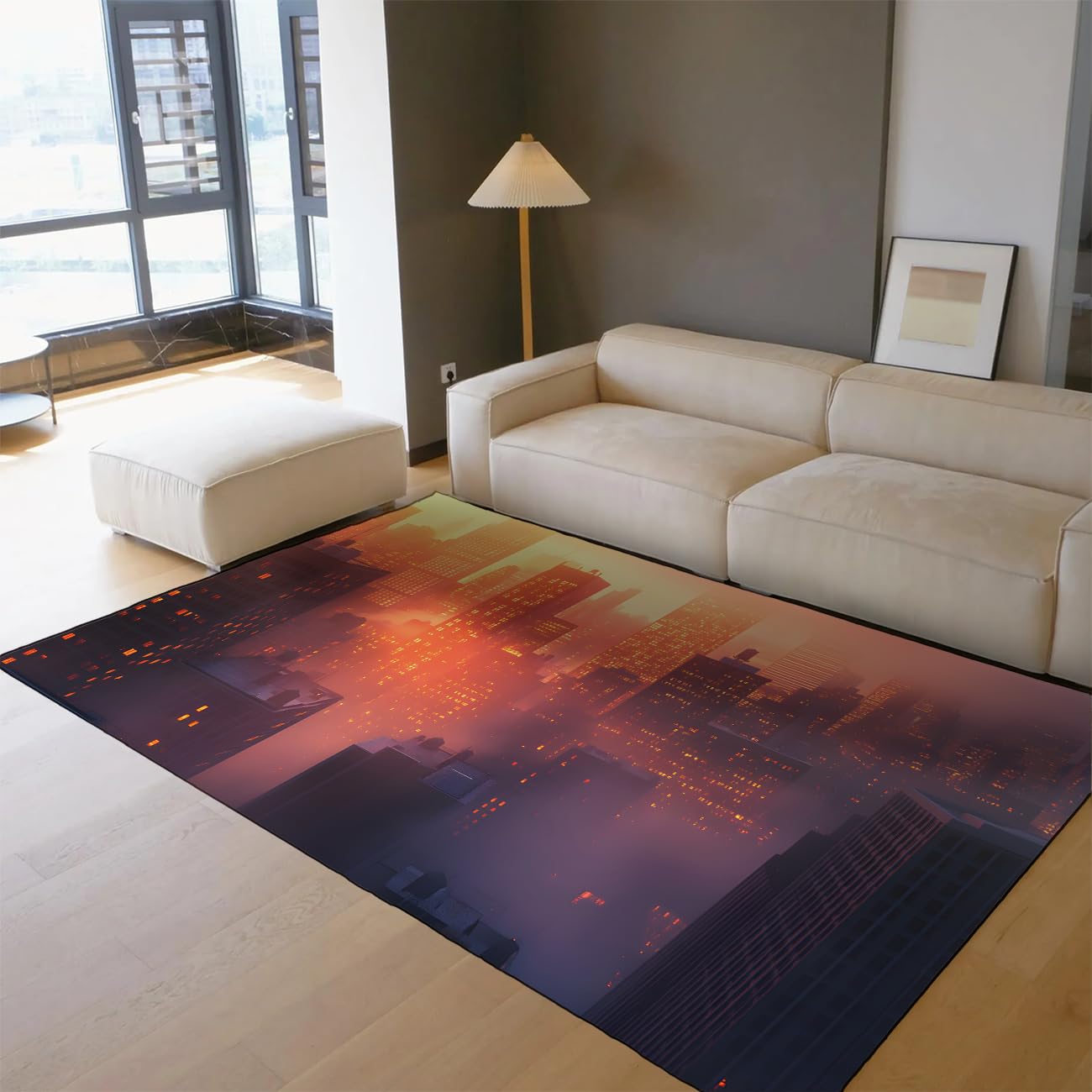 Miejski dywan do sypialni 210x240cm Skyline niski włos dywan do salonu miękkie antypoślizgowe dywaniki nadające się do prania w obszarach miejskich dywaniki wewnętrzne wystrój domu