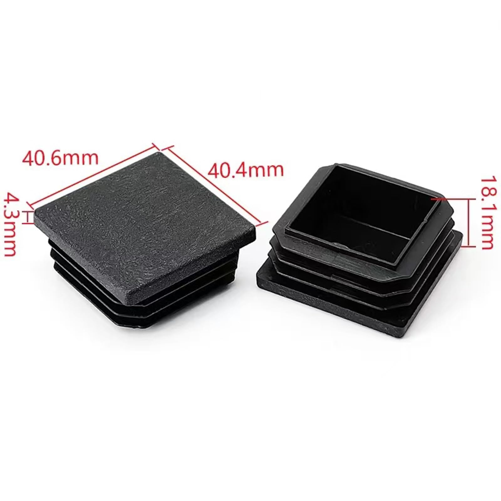 40 * 40mm Square Plastic Plugs,Square Plastic End Caps in 24pcs,Chair Leg Pipe Tube Insert Blanking Cover,End Cover Caps for Furniture,Tables,Chairs - Image 2