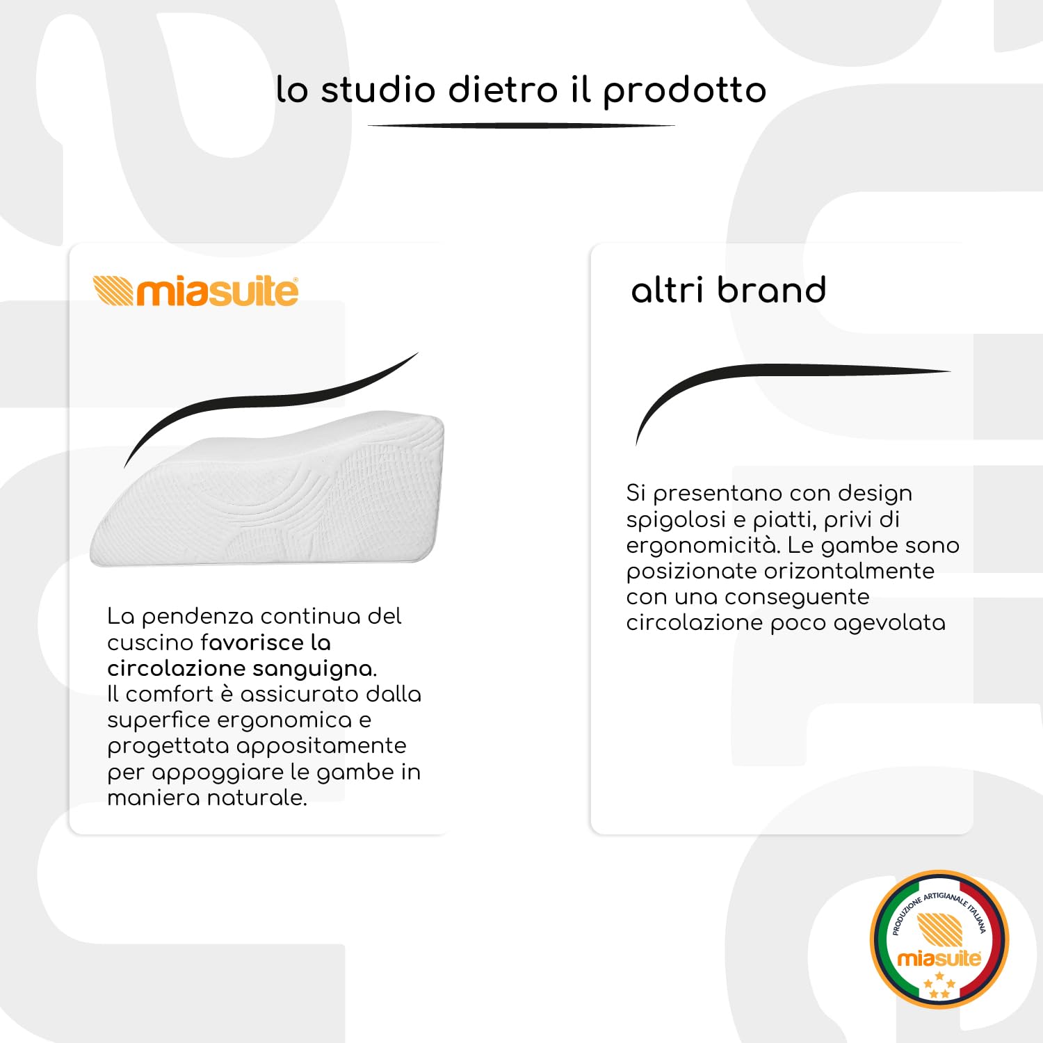 Cojín de lectura | para cama y sofá | Cojín para piernas, elevador de piernas desenfundable | Soporte lumbar | Cojín de espuma | Relaja y mejora la circulación sanguínea | 100% Made in Italy
