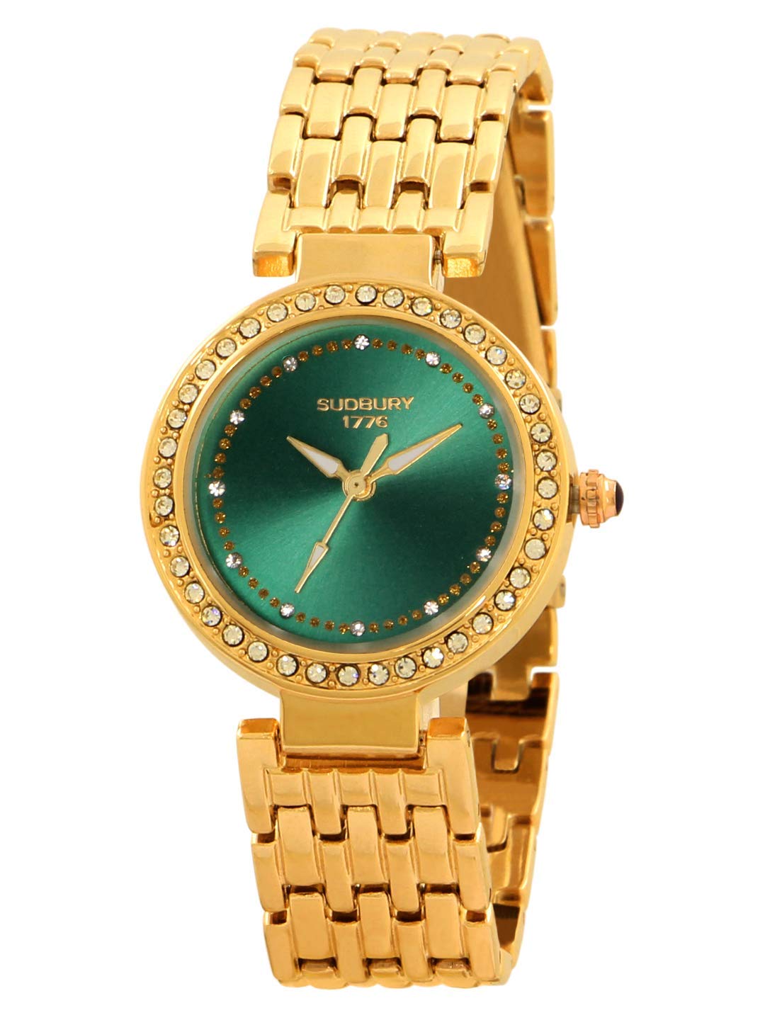 Sudbury 1776 Hudson Analogue Gold Green Dial Watch for Women - SL-15-GLGRN