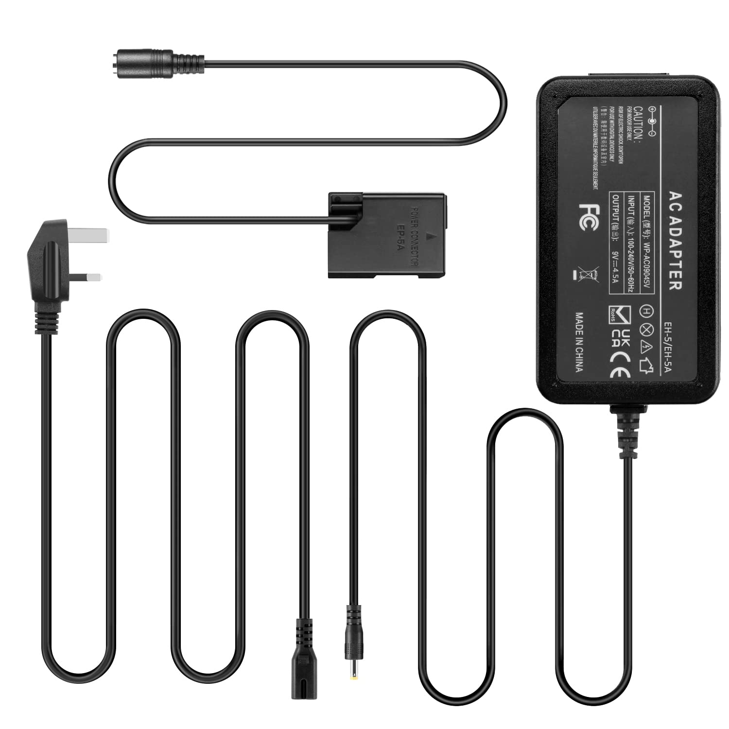 Raeisusp EH-5/EH-5A AC Power Adapter Kit EN-EL14 Dummy Battery for Nikon D3100 D3200 D3300 D3400 D5100 D5200 D5300 D5500 Coolpix P7000 P7100 P7700 P7800 Cameras