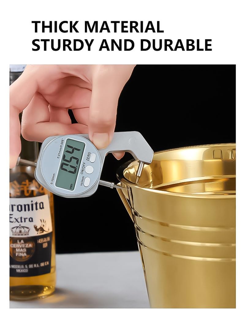 Cubo de hielo, cubo for enfriar bebidas, paquete de 2, cubo de hielo grueso de 3 litros con asas fáciles de transportar, cubo de hielo for cerveza, vino, champán, barra de casa, soporte for hielo(Gold
