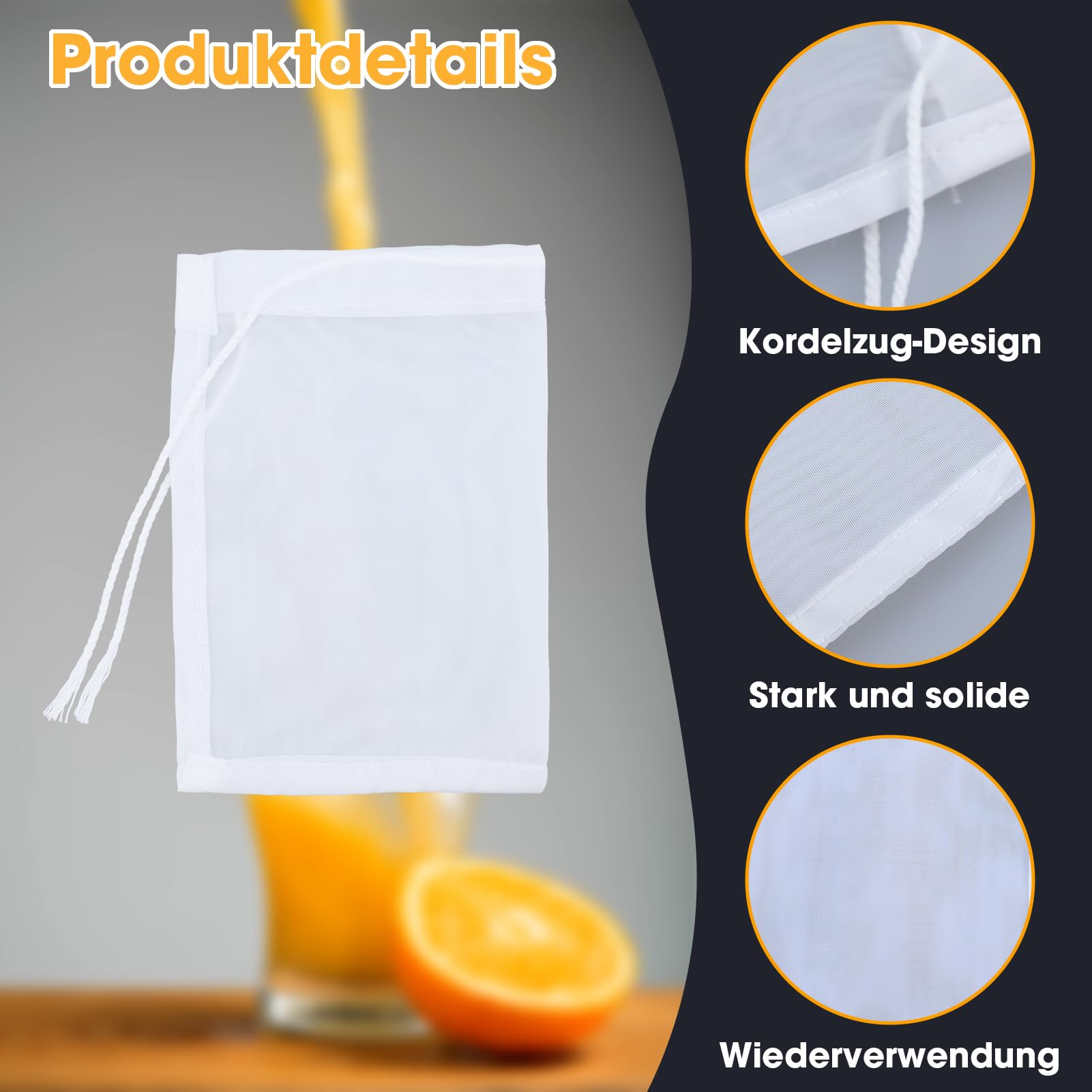 Bolsas de filtro reutilizables 20x30 cm nailon lavables para leche de nueces