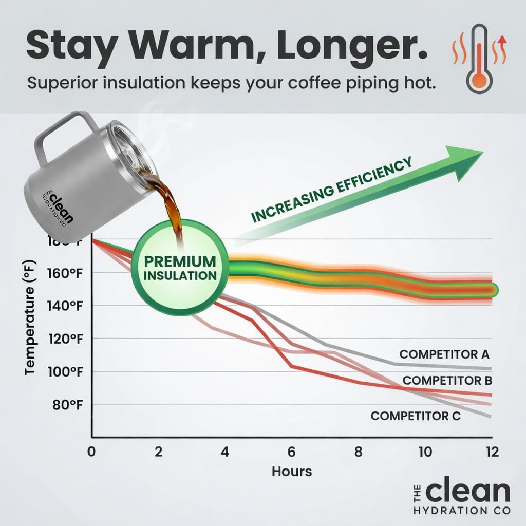 Coffee Mug Travel Mug Insulated 12 Oz | Ceramic Lined Travel Cup with Lid | Reusable Office Mug Double Wall Vacuum Eco-Friendly BPA-Free (Gray) - Image 3