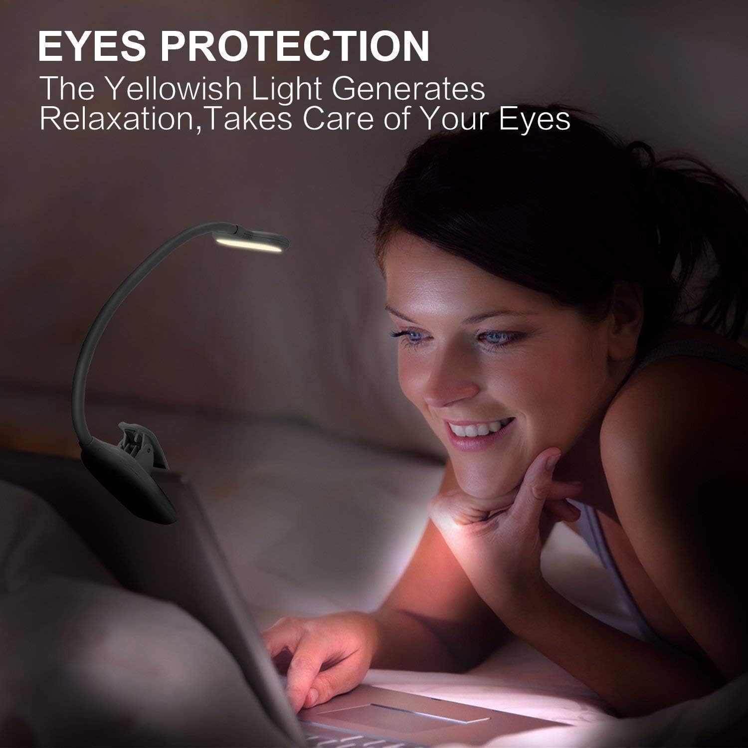 4square 1pc Clip-On Book Light Flexible Reading Lamp with Clip Portable Clip-On LED Light LED Book Reading Light Lamp 4