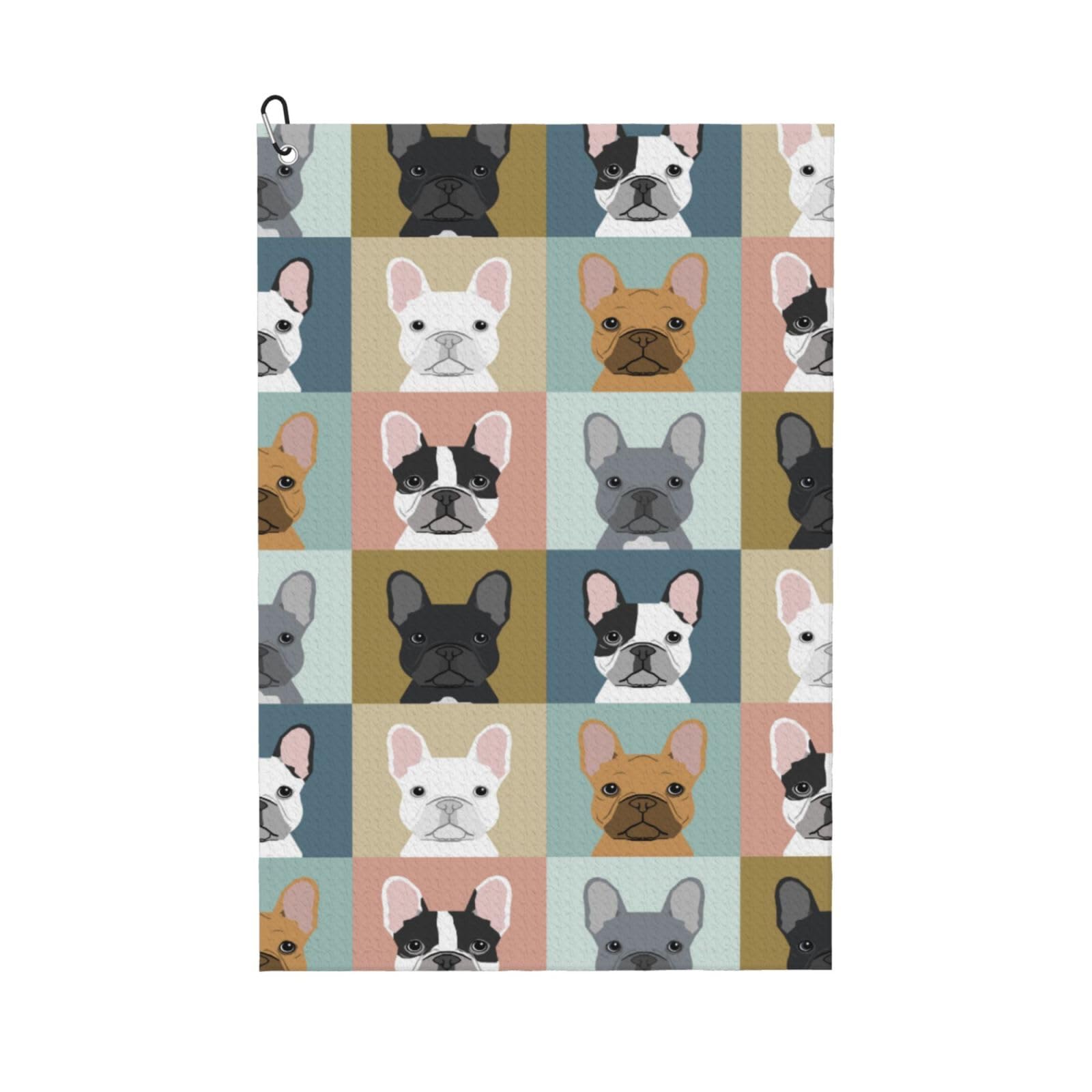 Hnnkloy French Bulldog, 16x24 in Portable Waffle Golf Towels with Carabiner Clip for Golf Bag