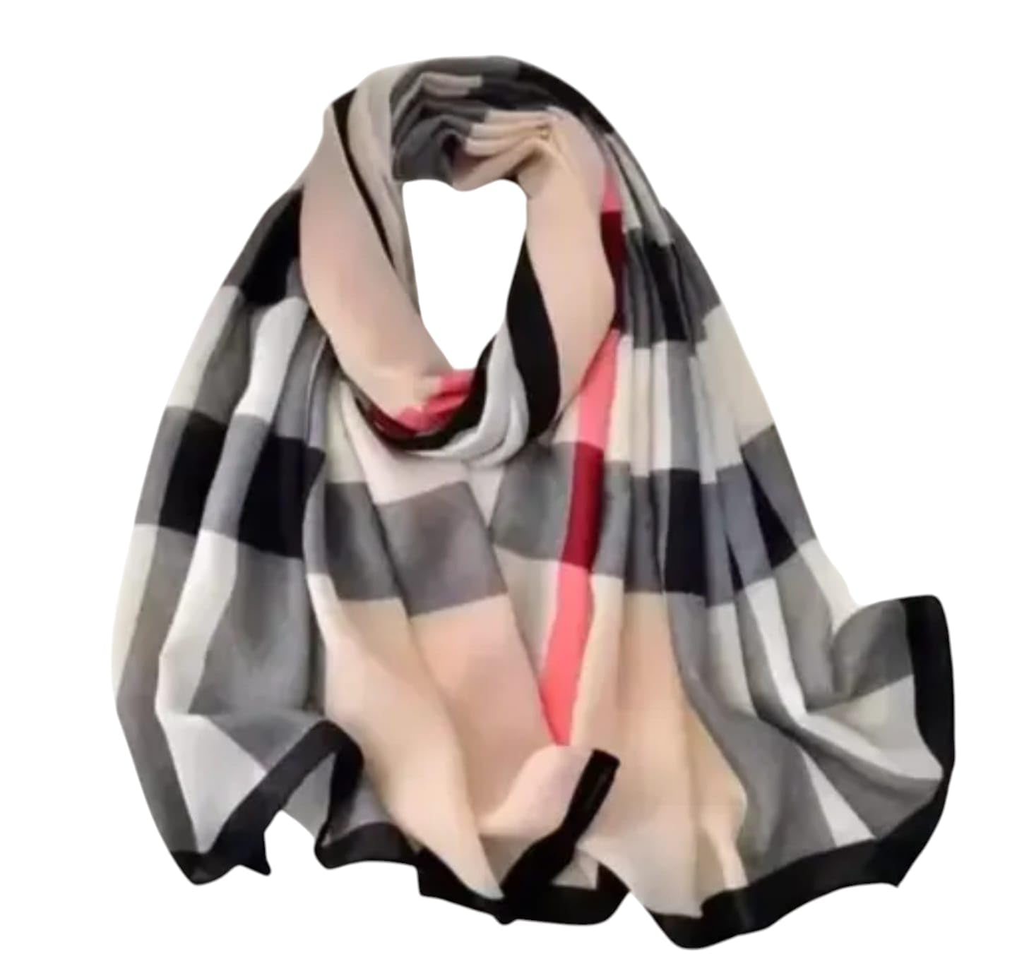 Zahid Checkered Scarf Stole Hijab Headwrap White Pattern, Lightweight Fashion Wrap Perfect for both summer and winter-image-47