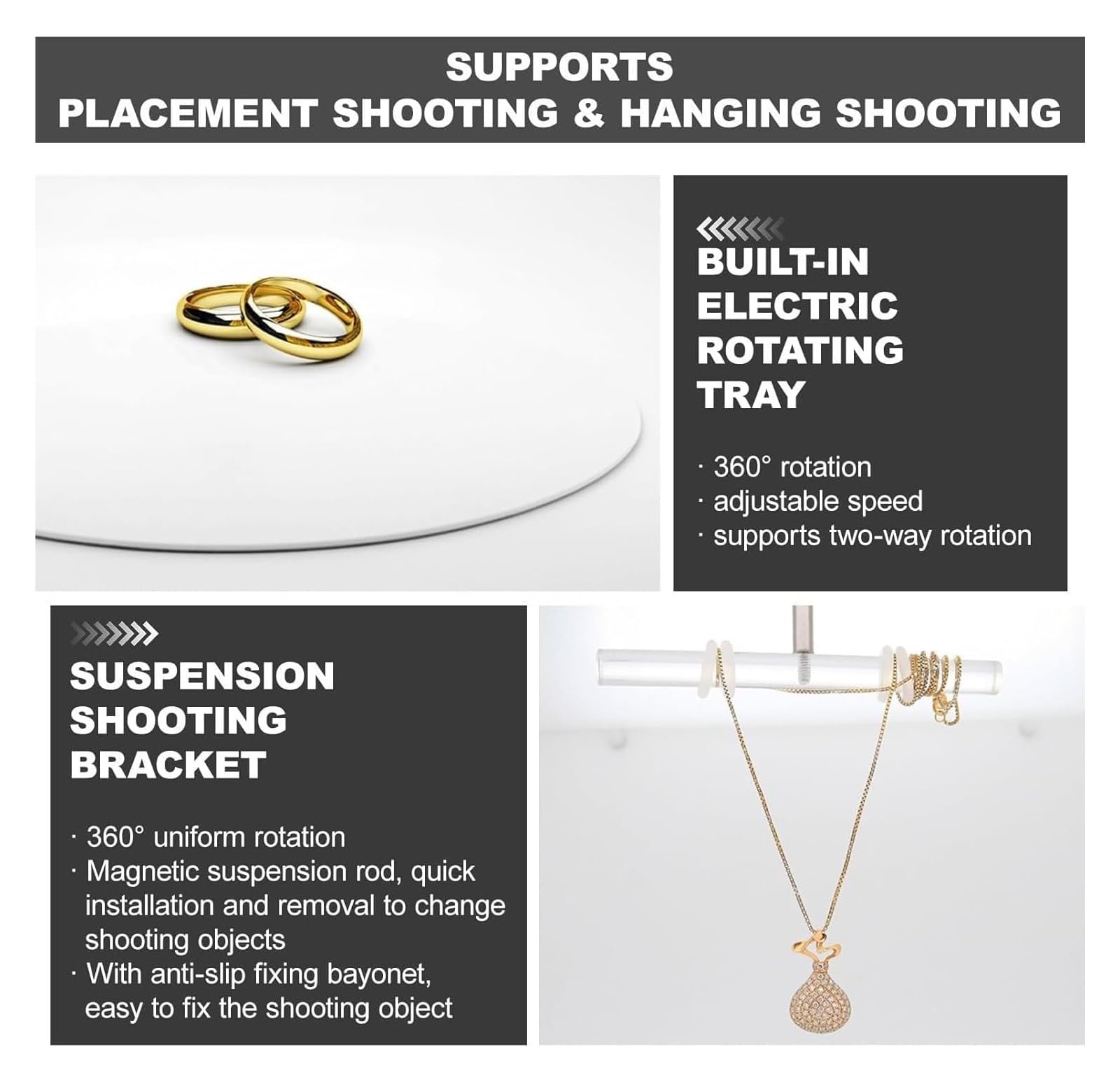 Lbxlhr Portable Mini Photo Studio Photography Light Box Softbox, with 360° Electric Turntable,3000-5500k Color Temperature Adjustable, for Jewelry Photography Video(TB200)