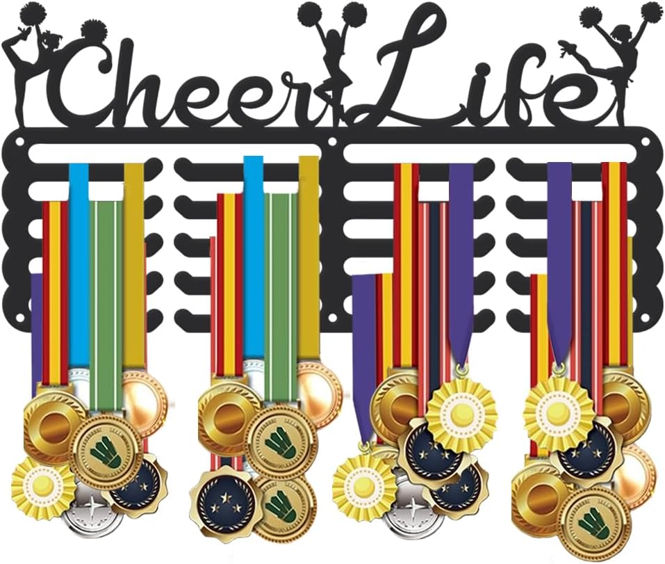 SUPERDANT Sports Medal Hanger Display Award Metal Holder with Hooks Rack Medal Iron Shelf Medal Rack Wall Mounted Race Medal Hanger Medal Award Rack Gift for Athletes Kids