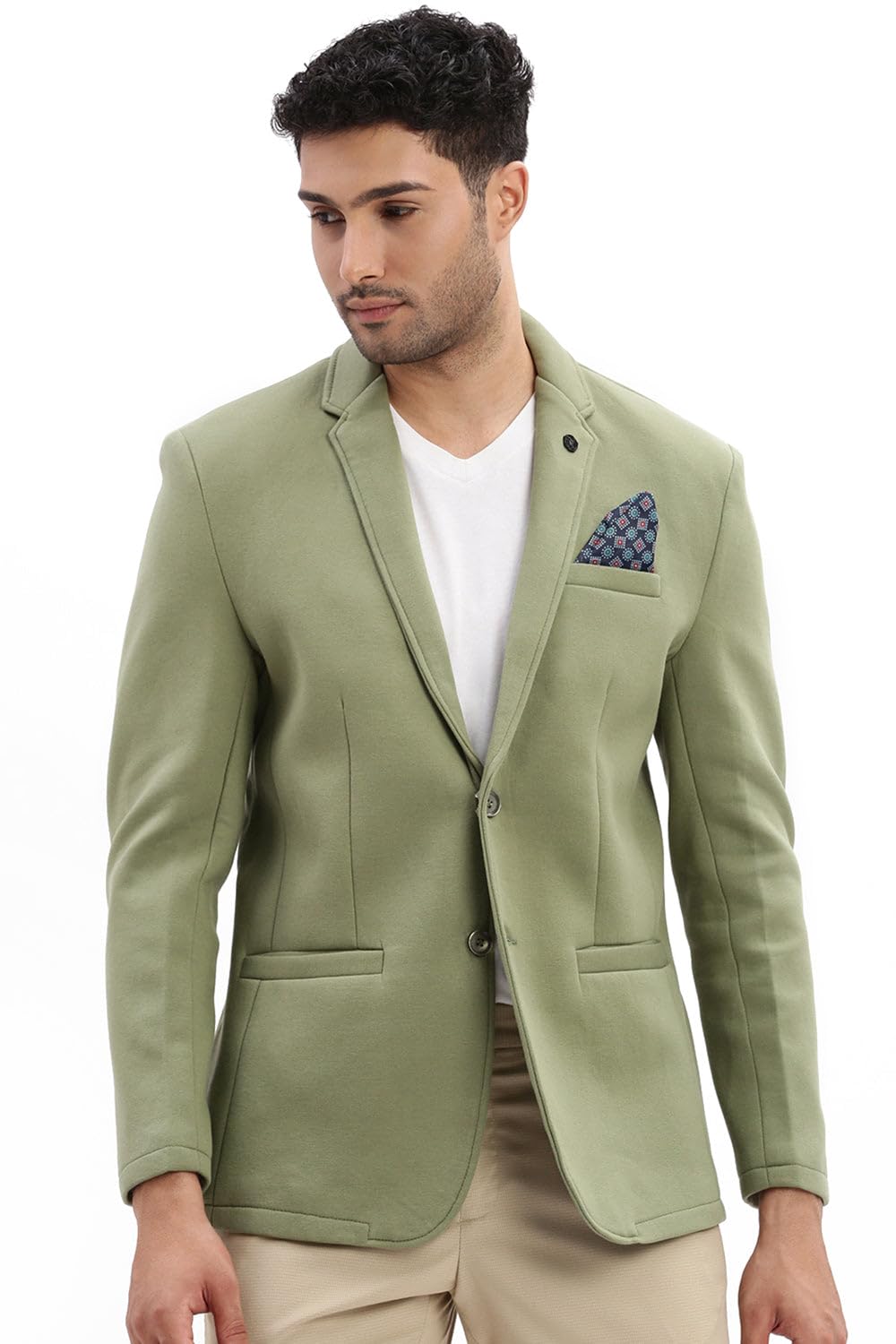 showoff men's solid notched lapel blue single breasted blazer-ex-mettyc_blue