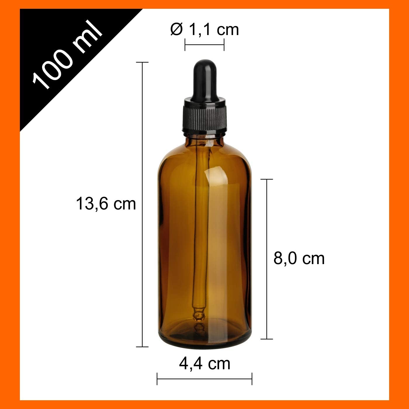6 Flacons Verre Ambré Huifoo 100ml Avec Pipette - Parfait Huiles Essentielles, DIY, Voyages
