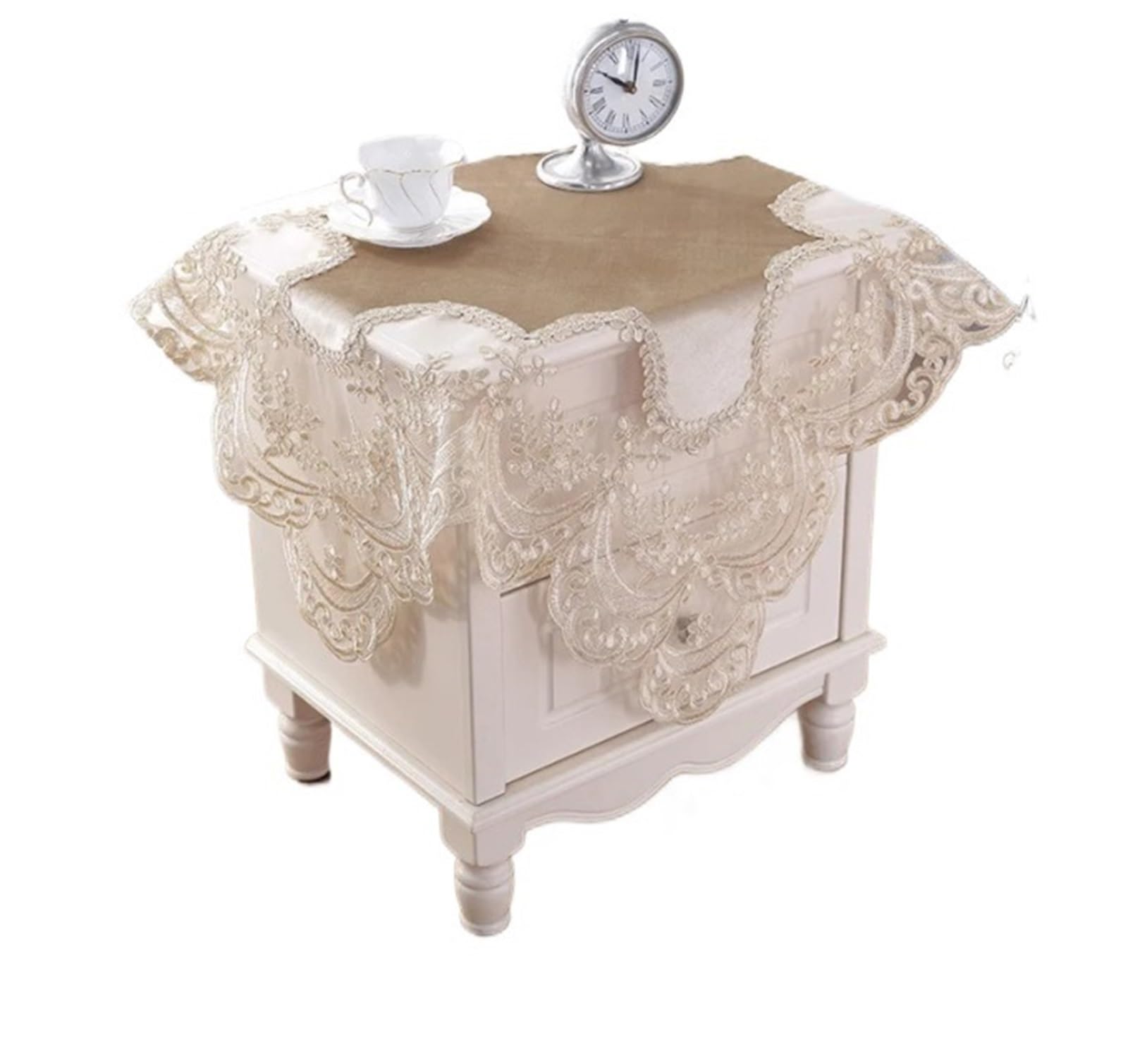 ZNTIHZ Tablecloth Lace Fabric Rectangular Dining Table Cover Simple Bedside For For Furniture Dresser(60X120cm)