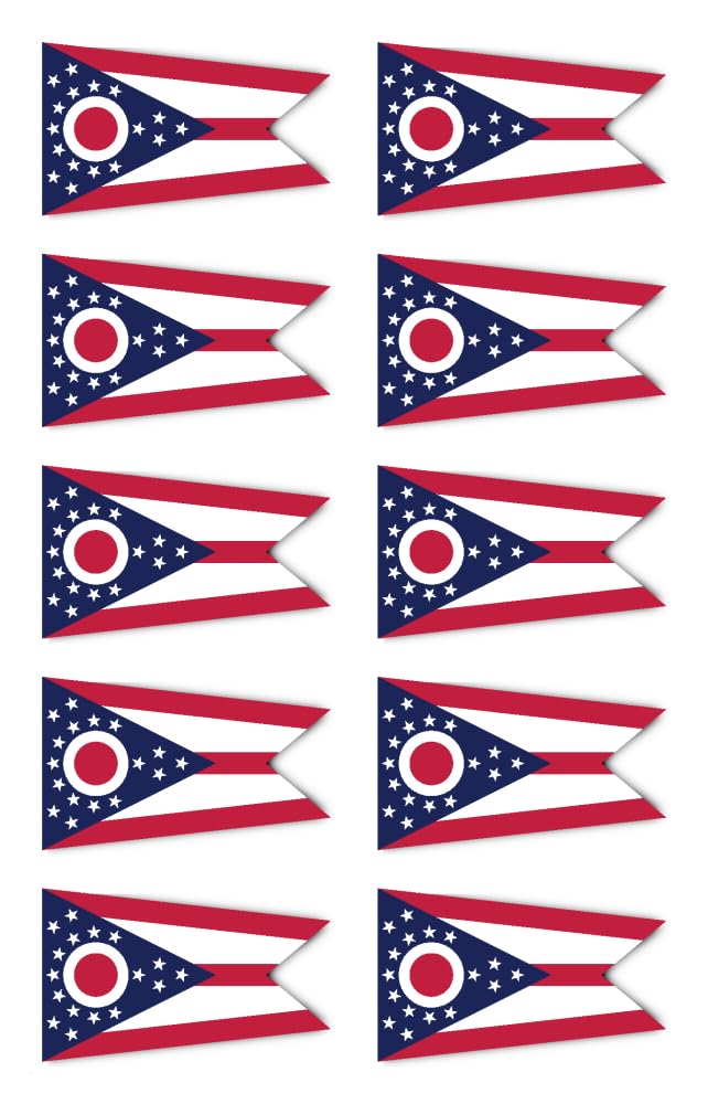 Pegatinas de 50 x 30 mm, 10 unidades, bandera de Estados Unidos de América, Estado de Ohio, US-OH, para coche, ordenador portátil y más