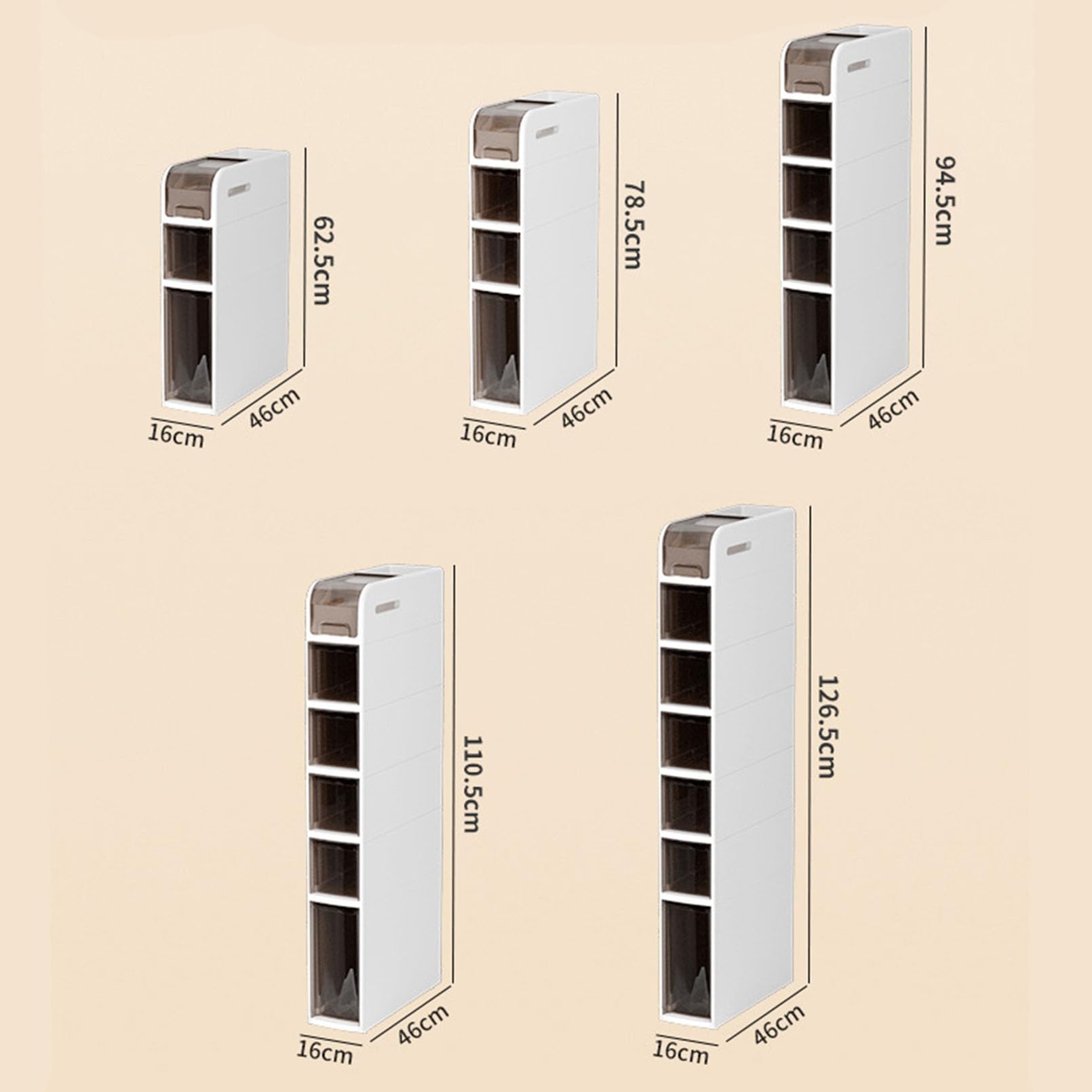 Armadietto da bagno stretto con C Ders & Ruote – alto bianco nizer per cucina, soggiorno, camera da letto, corridoio, lavanderia e WC
