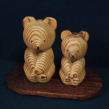 稀少 昭和レトロ 木彫の熊 置物 オブジェ 夫婦 インテリア コレクション 稀少 昭和レトロ 木彫の熊 置物 オブジェ 夫婦 インテリア