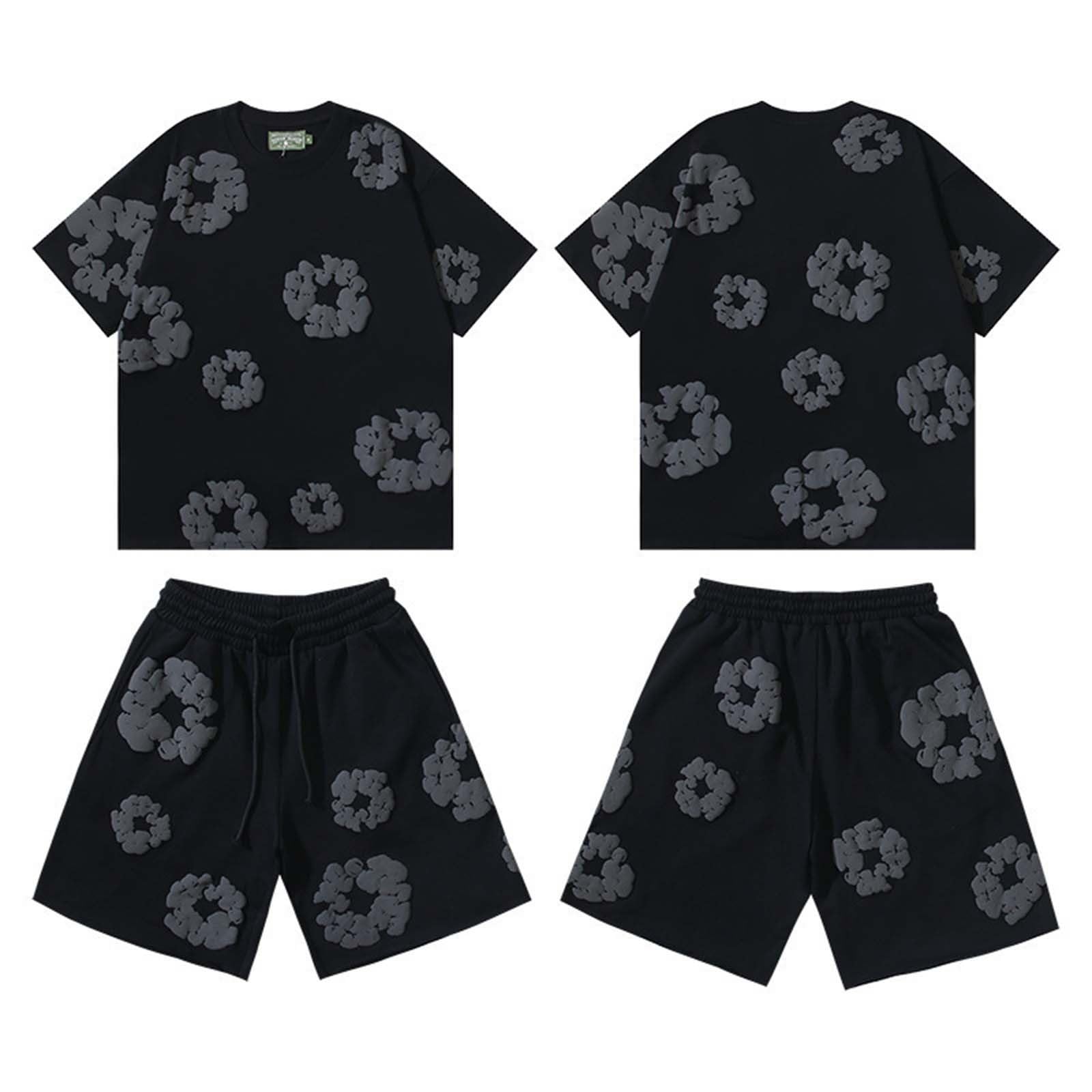 Conjunto Hombre Mujer Estampado, Hip Hop Y2K Camiseta de Manga Corta Pantalones Cortos para Unisex de Jogging de Verano Conjunto Hombre Mujer de 2 Piezas Traje Chándal
