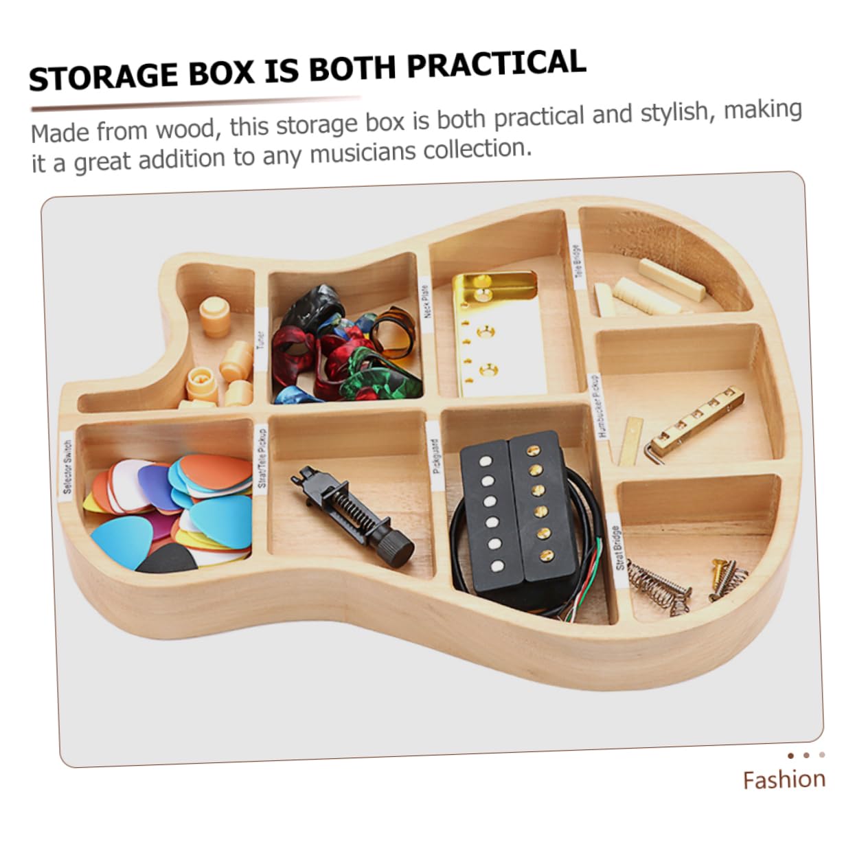 Toddmomy Étui pour Médiators de Guitare L830 en Bois, Boîte Compartimentée