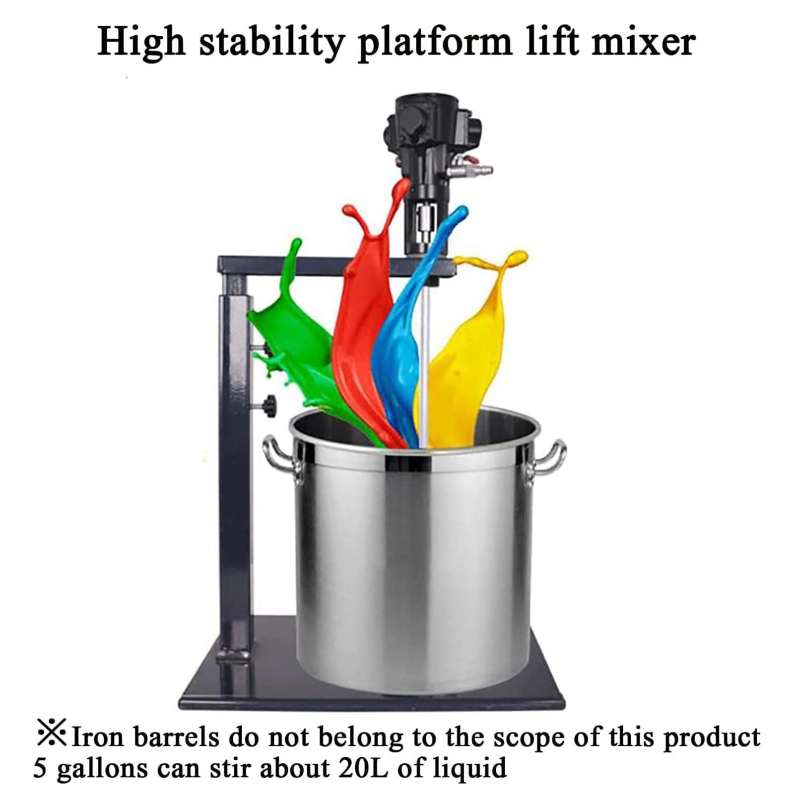 Mezclador de pintura neumático portátil, agitador automático de acero inoxidable, agitador de revestimiento de elevación para pintura, pegamento, mezcla de líquidos industriales