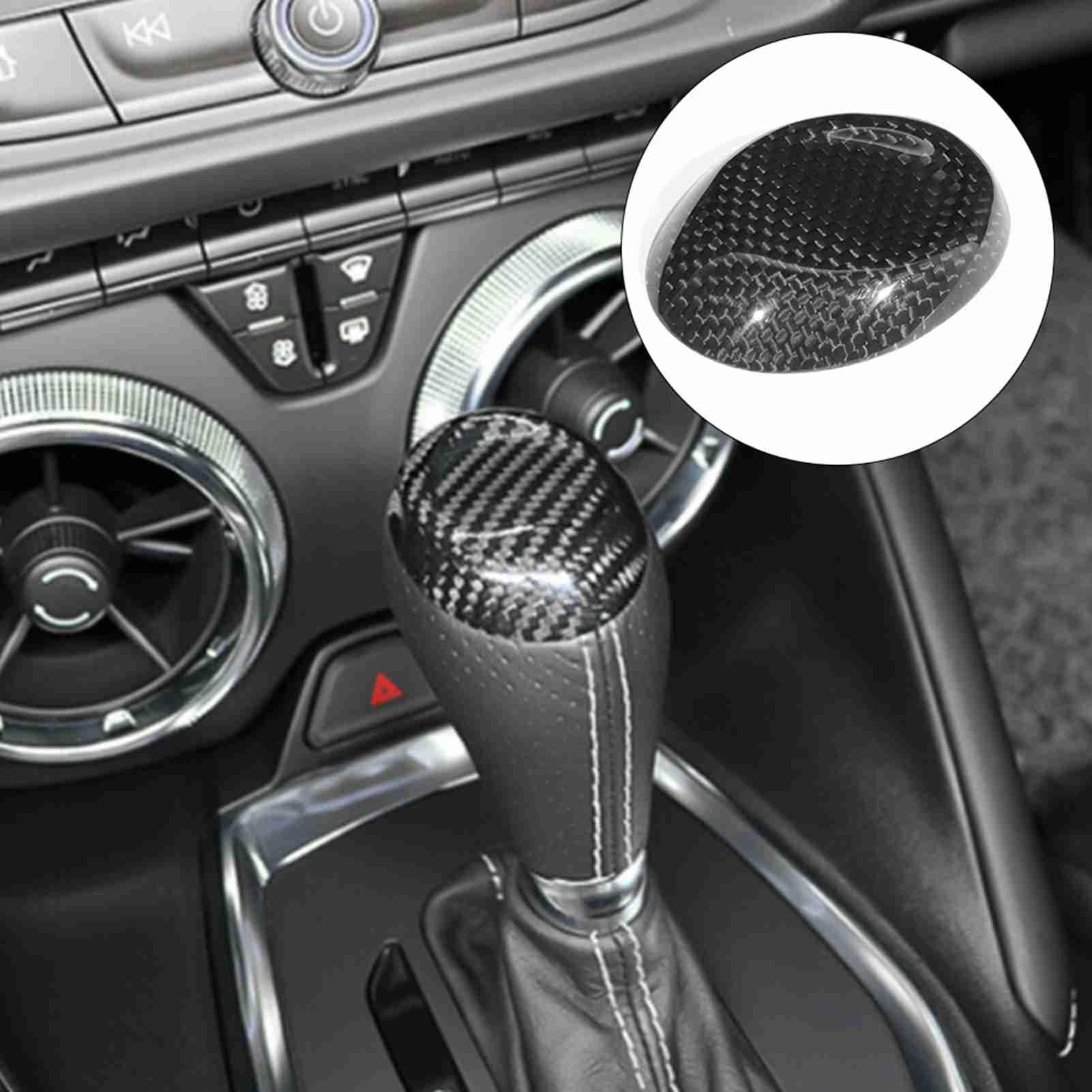 KIMISS Coperchio pomello cambio, adesivo pomello cambio in fibra di carbonio per Camaro 2016-2019