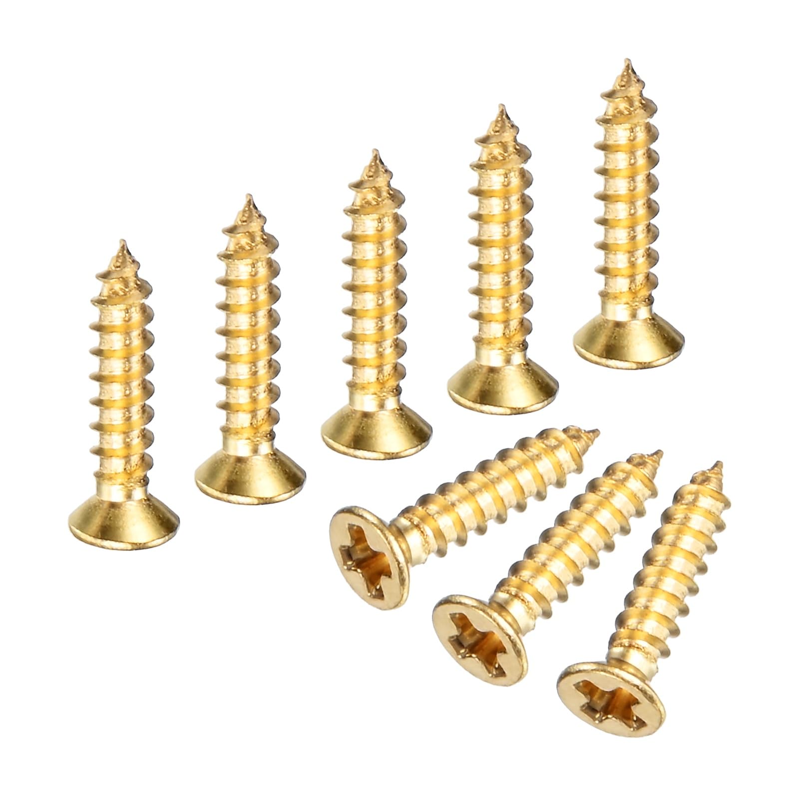 M METERXITY 100-Pack Brass Wood Screws, M2 x 10mm Phillips Flat Head Self-Tapping Screw Connector Fasteners for Door Hinges/Woodworking/Furniture Repair/Gardening/DIY Crafts Decorative Screws
