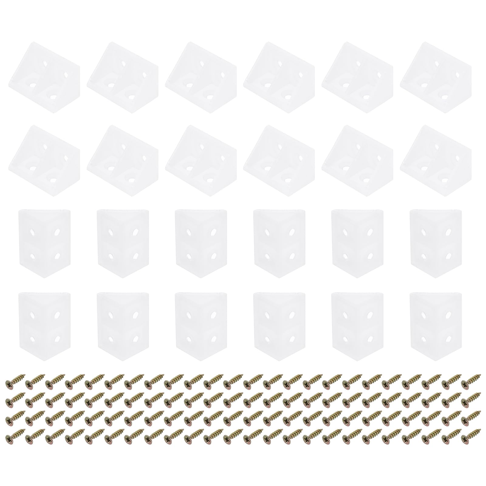 sourcing map 24Pcs 90 Degree Plastic Corner Braces, 19x32x19mm Nylon Shelf Right Angle Brackets with Screws for Cabinets, Cupboards (Transparent)