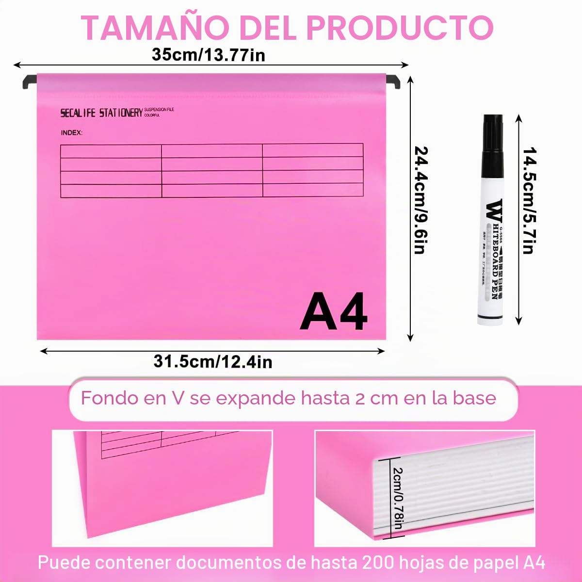 24 Piezas Archivo Carpetas Colgantes Polipropileno,Archivadores Colgantes A4,5 Colores Carpeta Colgante con Pestañas e Inserciones para Escuela, Hogar, Trabajo, Oficina