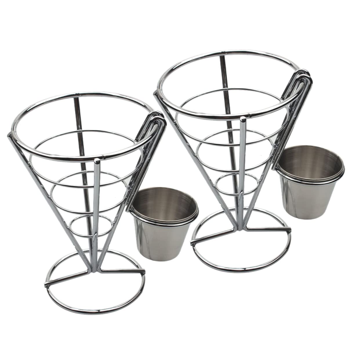 AUTSUPPL 2pcs French Fries Basket French Fries Chips Stand Fries Cups French Fry Cup Rack Fries Stand Food Cone Display Cone Buffet Appetizers Holder Fries Holder Silver Stainless Steel