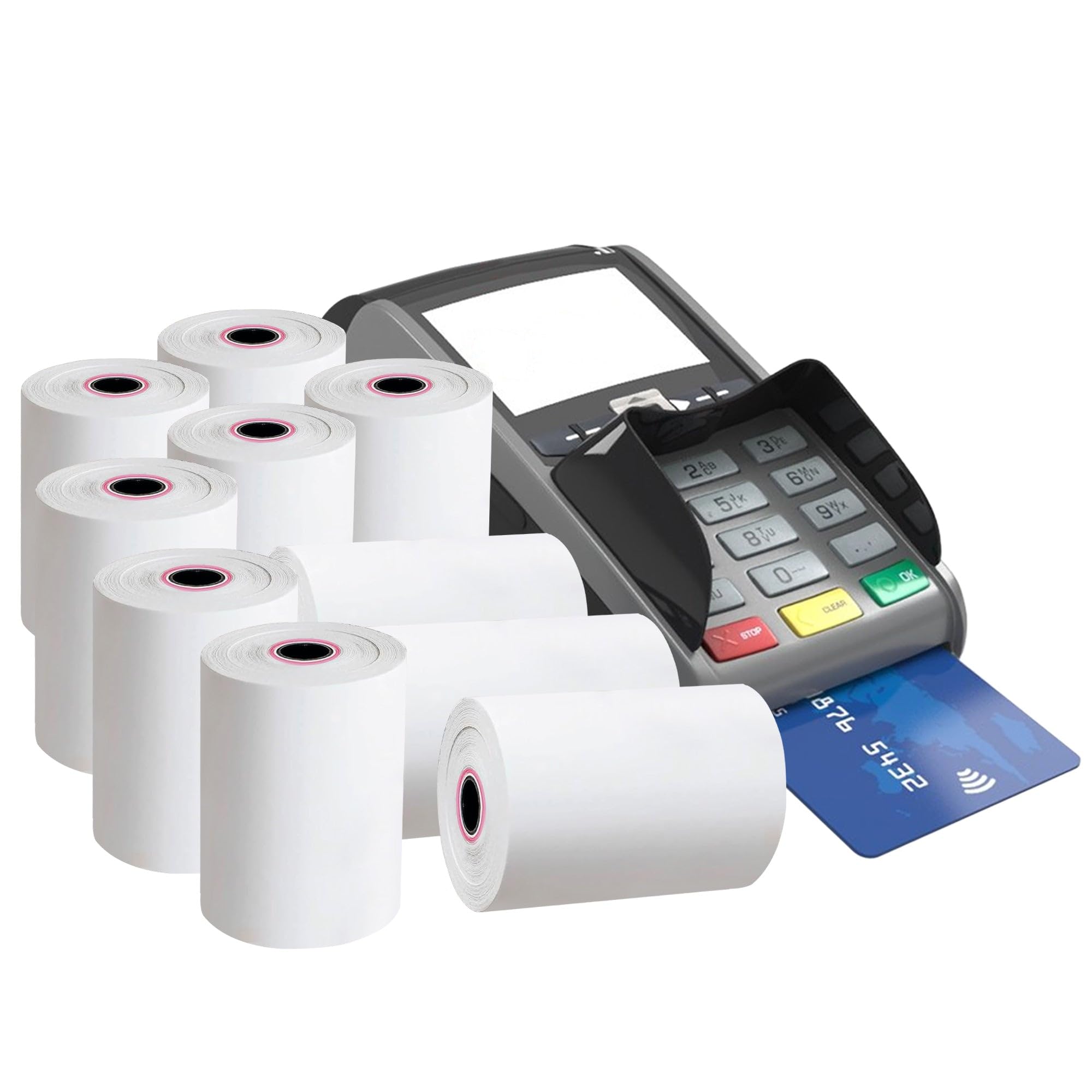 iSOUL 57 x 40mm Card Machine Paper, 10-Pack POS, PDQ Thermal Receipt Printer Roll for Credit Card Machine, EPOS Compatible with Clover Flex, Verifone, Ingenico, Paypoint