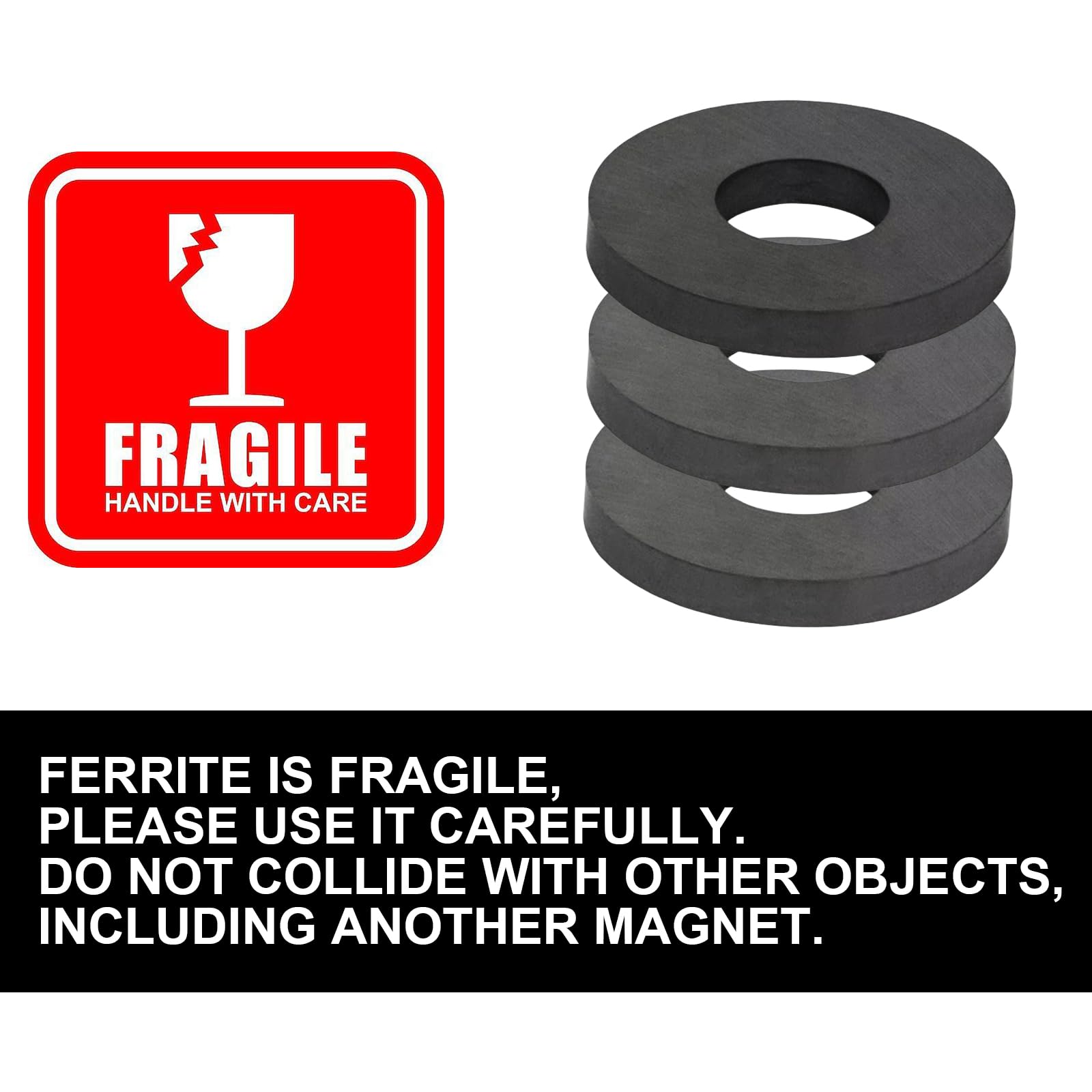 4 unidades de imanes para anillos: diámetro de 70 mm x 32 mm x 15 mm, anillo de ferrita con agujero, resistente anillo magnético con agujero para industria, bricolaje, manualidades, proyectos de