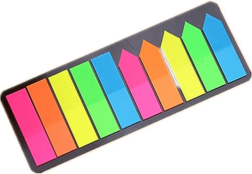 800 pestañas adhesivas de índice de colores neón, marcadores de página de forma plana con forma de flecha para notas de página