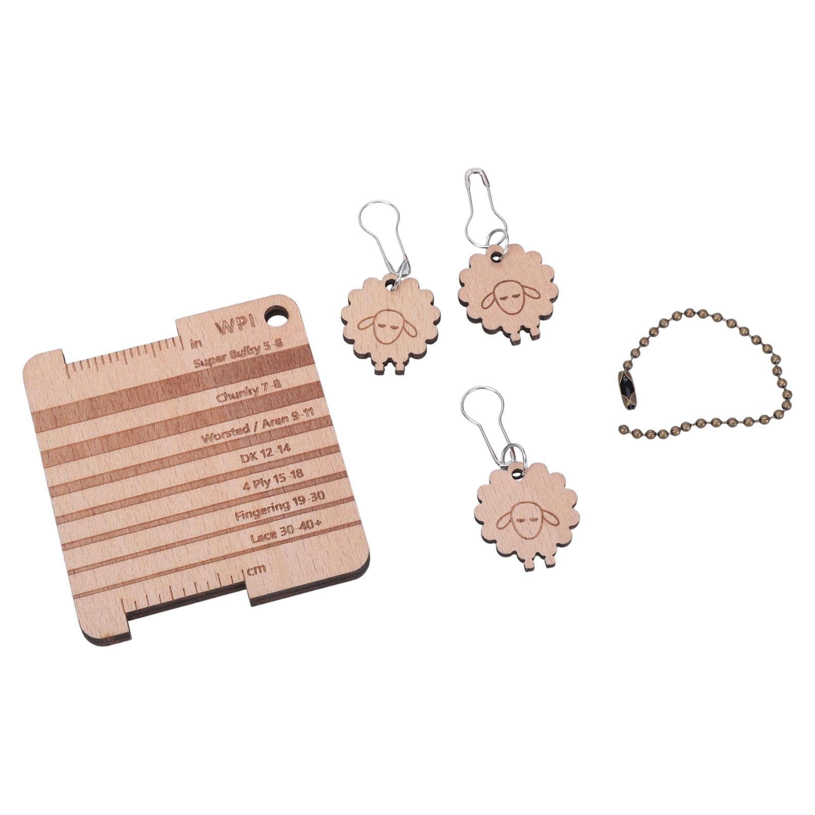 Hsioluted Wood Knitting Measuring Tool Set Includes Knitting Needle Gauge Yarn Gauge Ruler Charm Yarn