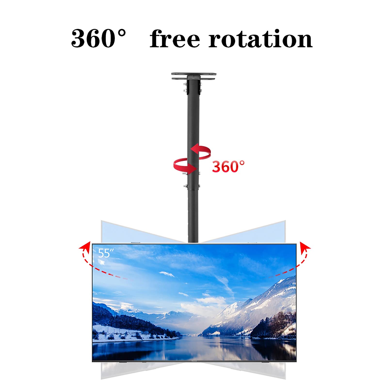 Soporte de techo giratorio e inclinable, altura ajustable para televisores de 40 a 70 pulgadas, soporte de movimiento completo para ángulos de visión óptimos